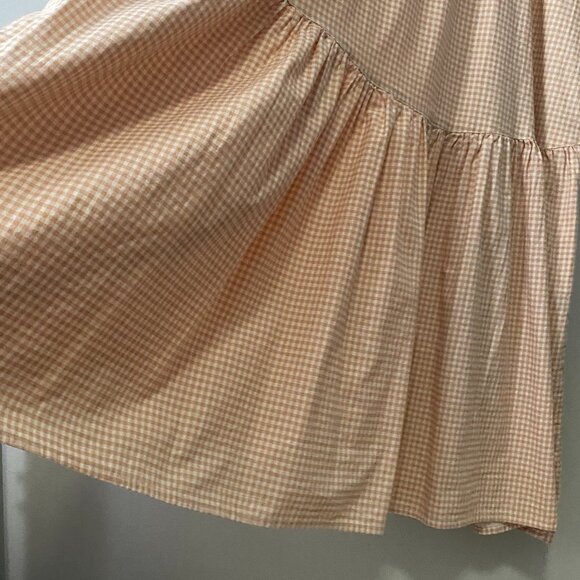 Handmade Plus Size Cotton Orange Tan Cream Gingham Elastic Straps Dress - Picture 13 of 16
